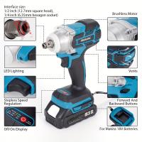 Llave de impacto eléctrica inalámbrica 500N.m 21V, 2 baterías incluidas, motor sin escobillas, 1/2 pulgadas, compatible con herramientas Makita, ideal para reparación de autos y bricolaje (3000 rpm, velocidad ajustable) - details 5
