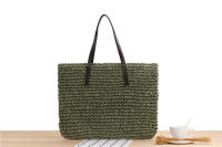 Bolso tejido de cuerda de papel informal de gran capacidad, bolso de hombro japonés y coreano, bolso tejido a mano de color sólido, bolso de viaje a casa de la serie Mori - details 2