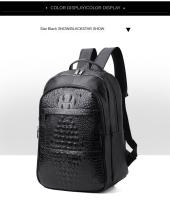 Mochila casual para hombres, mochila de cuero de moda, bolso de computadora de 15,6 pulgadas con patrón de cocodrilo, mochila de viaje - details 14