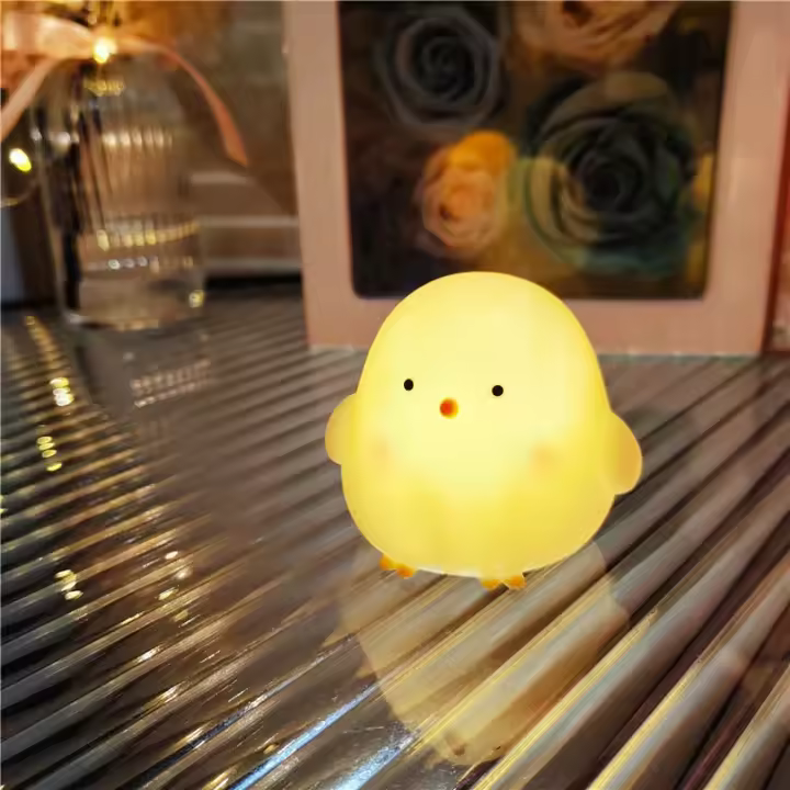Lindo pollo iluminación suave pequeña luz nocturna lámpara de noche decoración dormitorio atmósfera luz niña niños regalo - 1