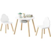Mesa y sillas redondas de almacenamiento de madera para niños pequeños, mesa infantil de 3 piezas - details 0