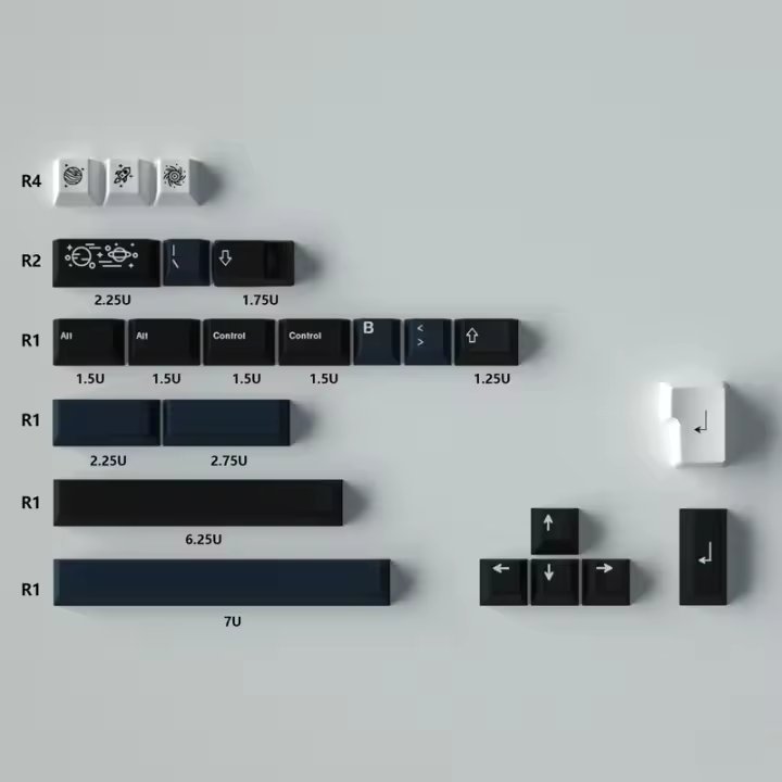 Teclas de Galaxy con Perfil de Cerezo Sublimación de Tinte PBT Mecánico para Teclado 23/129 Teclas - 1