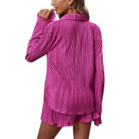 Conjunto de Pantalones Cortos Sueltos Informales para Mujer Traje Elegante de Dos Piezas Color Liso - details 7