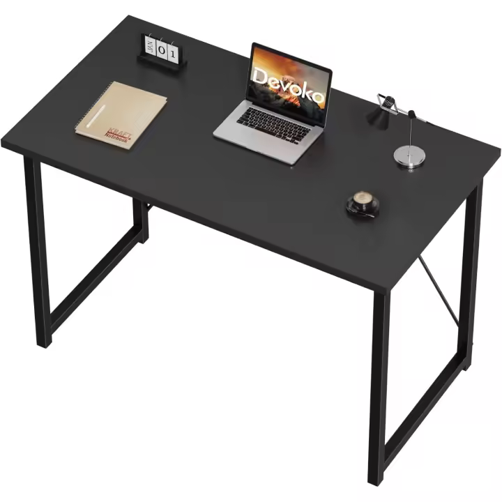 Escritorio pequeño para Ordenador, Escritorio de 100 x 50 x 73 cm, Mesa de Oficina en casa, Escritorio para Ordenador portátil, Mesa de Diseño Industrial Negro - 1