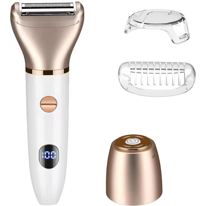 Maquinilla de afeitar eléctrica para mujer 2 en 1 Recortadora de bikini Depilación facial Afeitadora corporal recargable por USB Recortadora de vello púbico seco y húmedo Afeitadora para mujer Pantalla LCD, regalos para mujeres - 1