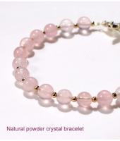 Pulsera de Curación de Mariposa de Cuarzo de Rosa de Oro 14K Ajustable - details 2