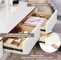 Tocador, escritorio de tocador con espejo, luz LED, iluminación ajustable de 3 niveles, mesa de maquillaje y cosméticos, cajones grandes, escritorio - details 7