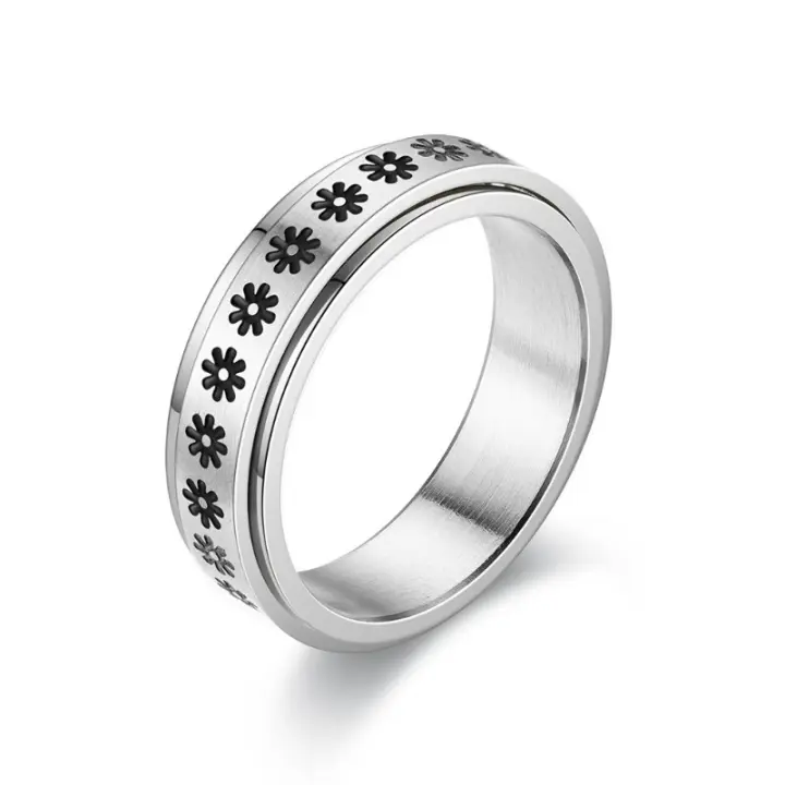 Nueva estrella luna, anillo giratorio de acero de titanio para parejas, conjunto de joyería, anillo giratorio de acero inoxidable - 1