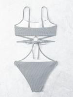 Bañador Sexy de una pieza para mujer, traje de baño de Color sólido, Bikini a rayas, novedad de 2024 - details 8