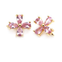 10 Uds. De latón y circonita de Color dorado de 18K, 3 agujeros, pulseras con conexión de flores, collares, cuentas espaciadoras, fabricación de joyas Diy de alta calidad - details 15