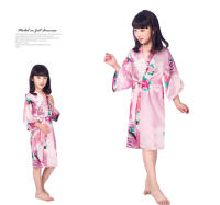 Vestido Camisón largo de peonía de pavo real con estampado de niña, albornoz de verano delgado para niños, pijamas para el hogar, ropa de rebeca - details 4