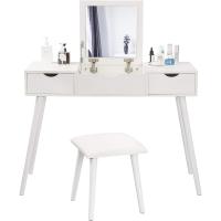 Escritorio moderno para computadora con espejo mesa de maquillaje plegable - details 1