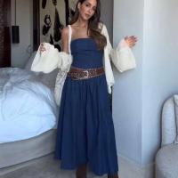 Vestido de moda con hombros descubiertos para mujer, Vestidos largos ajustados sin mangas con espalda descubierta de mezclilla para mujer, Vestidos de primavera y verano 2025 para mujer - details 8