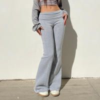 BUNO-Pantalones acampanados lisos básicos informales para mujer Y2K, pantalones ajustados de cintura baja con corte de bota, moda de otoño y primavera 2024, ropa de calle para mujer - details 7
