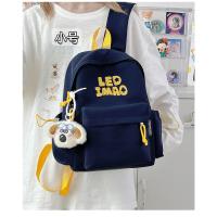 Mochila coreana simple de color sólido con alfabeto para estudiantes, mochila ligera de gran capacidad para viajes, mochila informal versátil - details 18