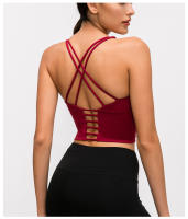 SHINBENE Sexy Strappy Wireless Sports Bra Crop Tops Women Padded Push Up Longline Gym Yoga Bras Cotton Feel Workout Brassiere - details 27