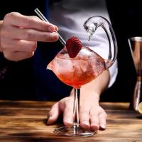 Copa de cristal con cola de champán, copa de vino con chispa para fiesta de San Valentín, rosa 3D, altura estilo Ins - details 6