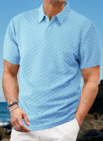 Hombre verano slim transpirable transpiración suelta casual color sólido jacquard hombre manga corta Polo - details 31