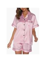 Pijamas de seda sintética elástica de alta calidad 2025, pantalones cortos de manga corta, conjunto de ropa de estar exterior de verano - details 2