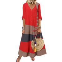Vestido de verano para mujer, falda larga con botones, informal, para playa - details 5