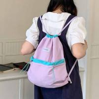 Mochilas con cordón de estilo coreano, diseño de nicho de Color en contraste, bolso de nailon suave ligero, bolso de hombro de gran capacidad de Color sólido - details 10