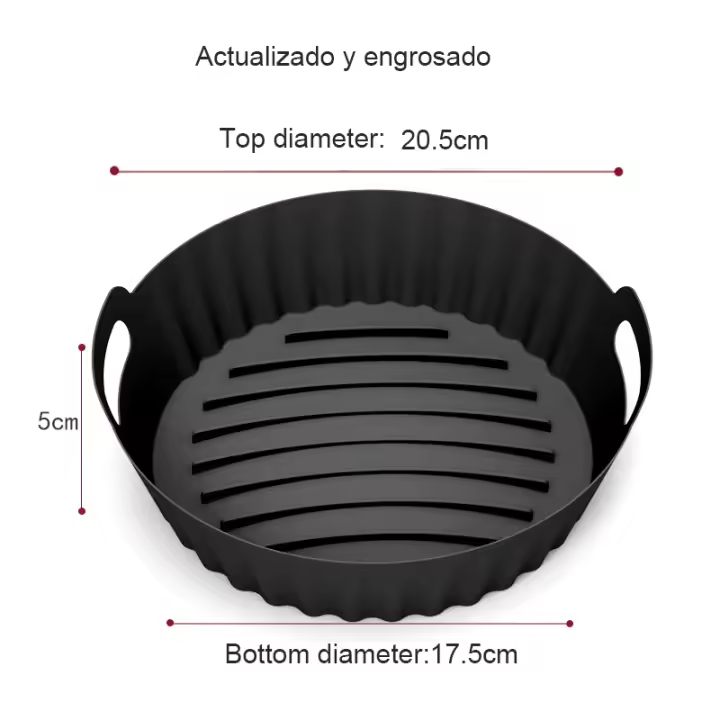 Cesta de silicona para freidora de aire, accesorio redondo, reutilizable, plegable, sin Bpa, 20cm/22cm - 1