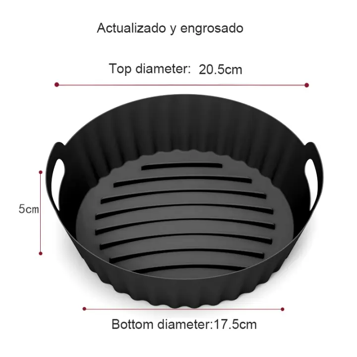 Cesta de silicona para freidora de aire, accesorio redondo, reutilizable, plegable, sin Bpa, 20cm/22cm - 1