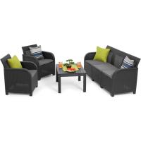 Jardín Sanremo con Dos sillones y sofá de 3 plazas con Mesa Auxiliar, Resina imitación ratán Trenzado. - details 0