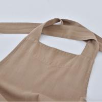Delantal de cocina de estilo japonés Simple, vestido largo con espalda cruzada, Color sólido con bolsillos, delantal de lino y algodón para hornear - details 8