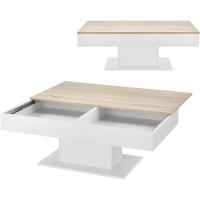 Mesa auxiliar de salón para café o té con efecto madera y blanco - details 0