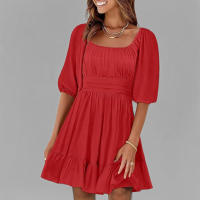 Primavera nueva ropa de mujer europea y americana temperamento elegante simple vestido de cintura alta mujeres - details 6