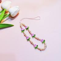 Cuentas de perlas, cuentas de tulipán, correa con abalorio para teléfono, flor de cristal, tulipán, cadena para teléfono móvil, correa para teléfono móvil con cuentas de flores a la moda - details 3