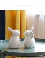 Figuritas de conejo de cerámica Kawaii, escultura de conejo de liebre, adornos de animales de jardín, decoración nórdica de Pascua para el hogar, decoración de la habitación - details 2