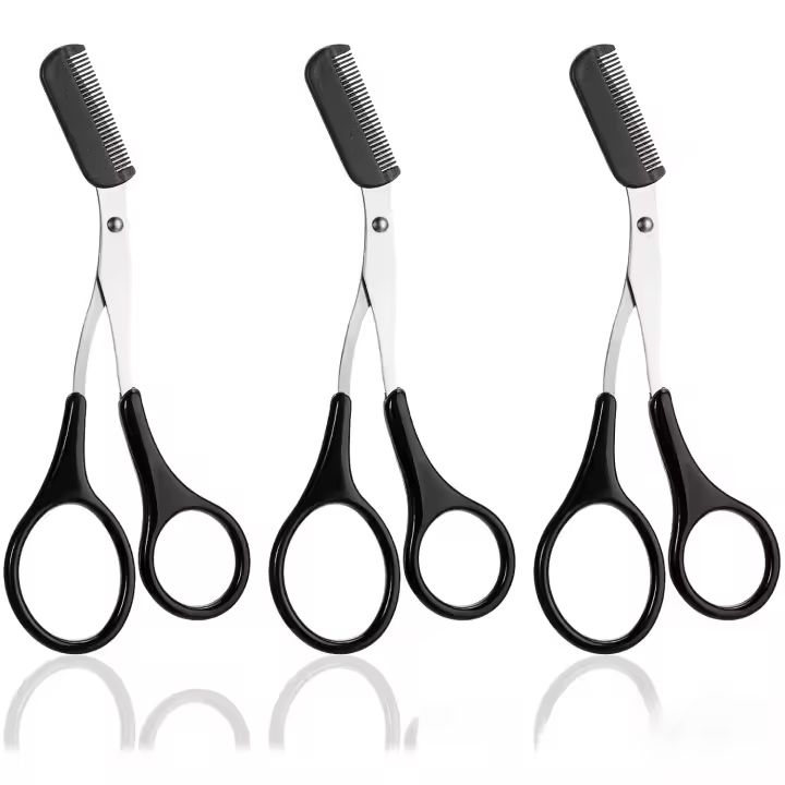 Tijeras antideslizantes con peine para mujer, tijeras para recortar cejas, peine para moldear, pinzas para dedos, pelo - 1