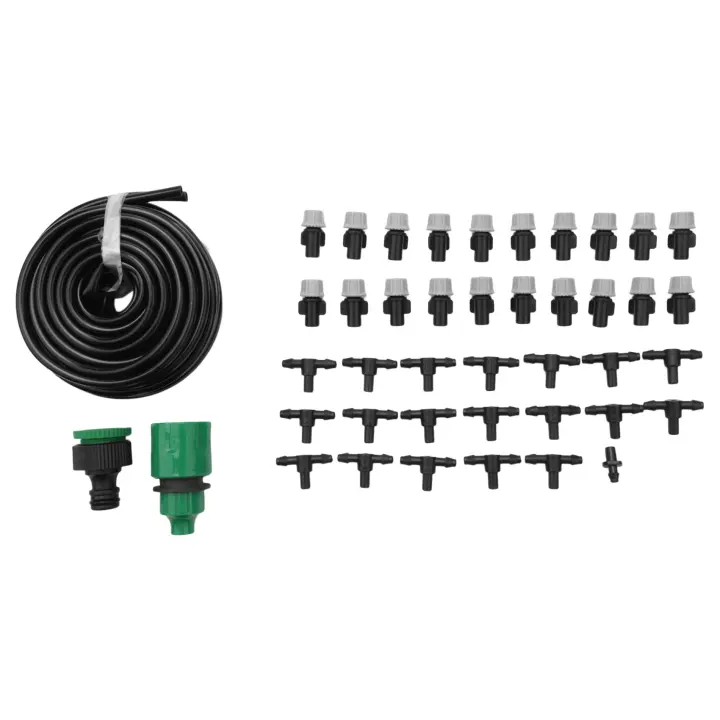 1 Juego de sistema de enfriamiento por nebulización de agua, boquilla de aspersor de niebla para jardín, Patio, invernadero, plantas, manguera de niebla, Kit de riego de 10M - 1
