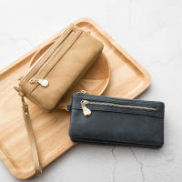 Cartera larga estilo para mujer, grande, estuche con compartimentos, negro, tono dorado - details 12