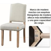 Juego de 4 sillas de comedor con respaldo alto, sillas de cocina, patas de madera maciza, diseño clásico, con botones bronceados, sillones y sillas para salón, asientos tapizados - details 20