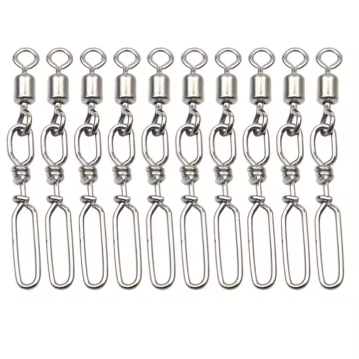 10 Uds. De giratorios de pesca con rodamiento de bolas, Pin conector de pesca de acero inoxidable, anzuelo resistente de alta resistencia - 1