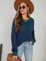 Suéter informal de manga larga para mujer, Jersey de punto de cuello redondo liso, Tops sueltos, moda de otoño - details 3