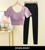 Tre de mujer, top de manga corta, camiseta de yoga, conjunto de body deportivo para correr, conjunto de gimnasio - details 20