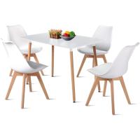 Juego de Mesa de Comedor y Sillas, 1 Mesa Redonda de 80 cm + 4 Sillas Blancas, de Diseño Nórdico - details 51