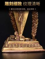 Bhumibol Adulyadej estatua de Buda de adoración en el hogar dorada de cobre puro tántrico tibetano hecho a mano, adorno de práctica de Nepal - details 3
