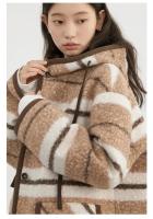 Abrigos de plumas para mujer, chaqueta holgada de un solo pecho con capucha y rayas contrastantes, chaqueta femenina para Otoño e Invierno 2024 - details 21