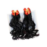 2 uds lazos sintéticos nudo Cola de Caballo sombreros para niños extensiones de cabello peluca con cola de caballo rizada pinzas para el cabello naturales suaves cola de caballo - details 5
