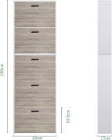 Mueble zapatero de 12 pares - Estantería de gran capacidad para vestíbulo o pasillo - (ancho) 60 x (profundidad) 24 x (alto) 80 cm - Madera clara blanca - details 127