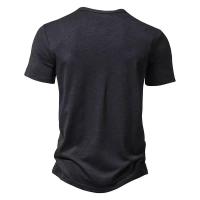 Nueva camiseta coreana de manga corta de Color sólido con cuello Henry para hombre, polos informales, camisetas deportivas para hombre - details 9
