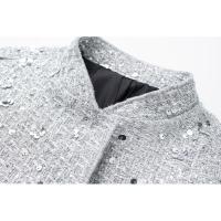 BUNO-Chaqueta Bomber con Lentejuelas para Mujer Otoño Nuevo Cuello Redondo Manga Larga Bolsillo con Solapa Lentejuelas Hilos Metálicos Decorados Estiramiento Interior Dobladillo Chaqueta Abrigo Mujer Ropa De Abrigo Elegante - details 7