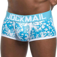 Marca JOCKMAIL, bragas masculinas, Boxers transpirables, ropa interior de algodón para hombres, bolsa convexa en U, calzoncillos sexis con estampado de hojas, pantalones cortos para el hogar - details 7