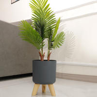 Sistema de drenaje de autorriego para plantas con patas de madera, maceta redonda de pie para pies, hierbas, bonsái para guardería, Moderno - details 3