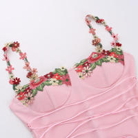 Vestido largo Floral sin mangas con espalda descubierta para mujer, traje Sexy de vendaje con cordones, ajustado para fiesta - details 8